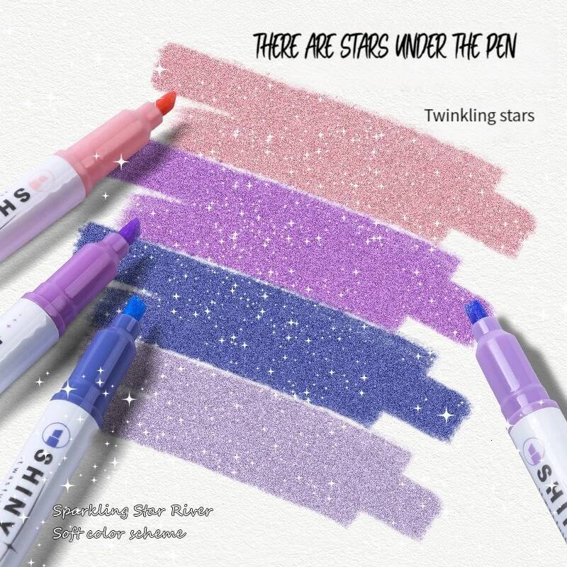 4pcs Color Shiny Pens Set Bling Sparkling Highlighter Marker 4mm Brush For Drawing Painting Art School Metallic Glitter i1