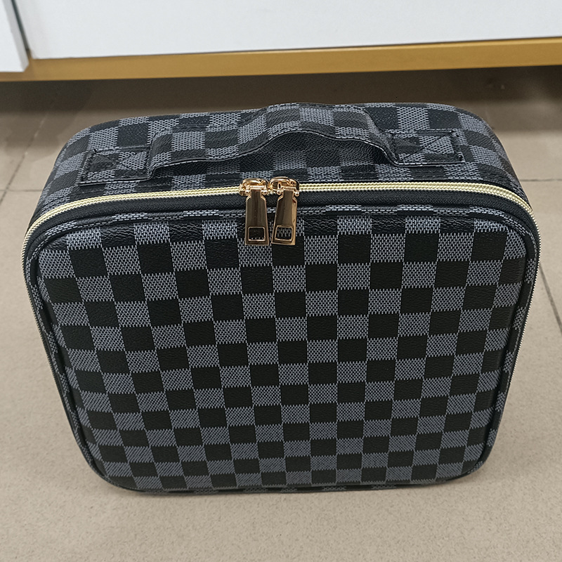 Plaid Vintage Floral Makeup Large Capacity High Appearance Wash Convenient Handheld Cosmetics Storage Bag