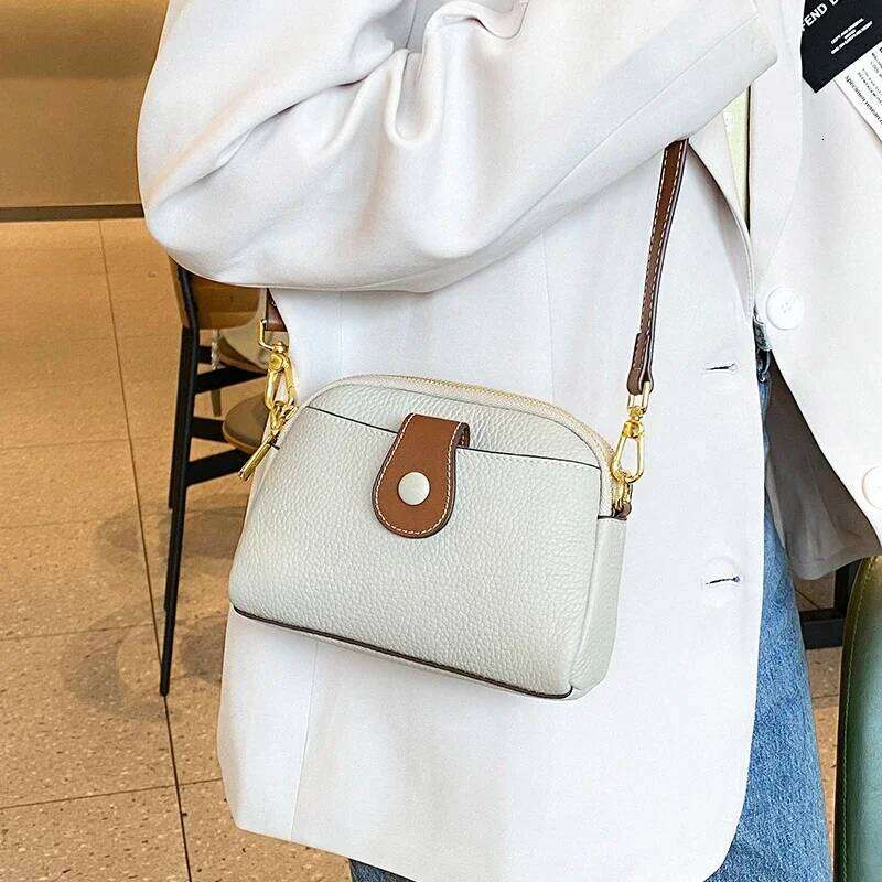Women Cow Genuine Leather Female Fashion Designer Handbag Lady Small Square Bag Retro Cowhide Crossbody Shoulder Bags