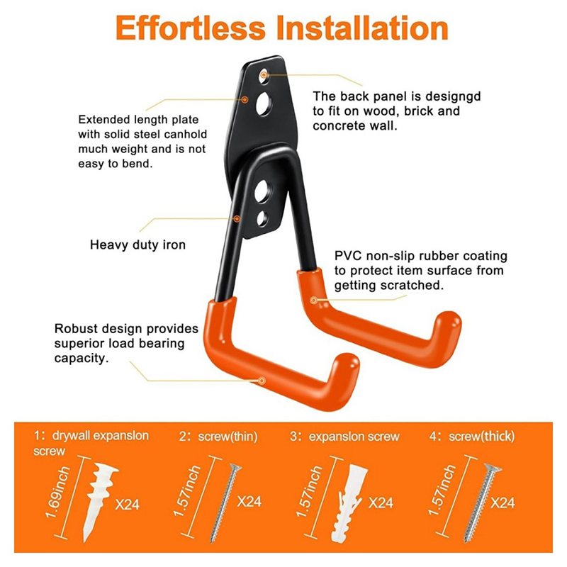 Wholesale Lot 12-PC Heavy Duty Garage Hook Sets, High Demand Double Arm Storage Hooks for DIY & Hardware Stores Heavy Duty Double