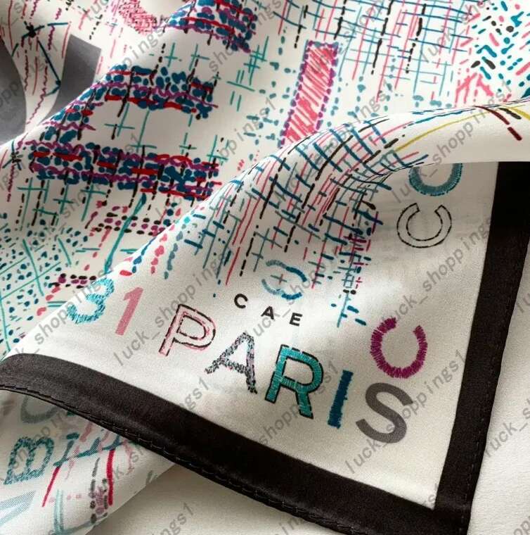 50x50cm Designer C Letters Print Floral Silk Scarf Headband For Women Fashion Long Handle Bag Scarves Paris Shoulder Tote Lage Ribbon New 2025