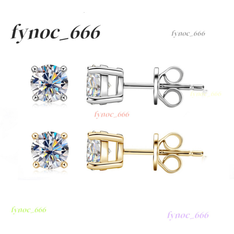 Custom Quality 925 Sterling Silver 18k Gold Certified 0.1ct 0.3ct 0.5ct 1ct 2ct 3ct Diamond Moissanite Stud Earrings for Women