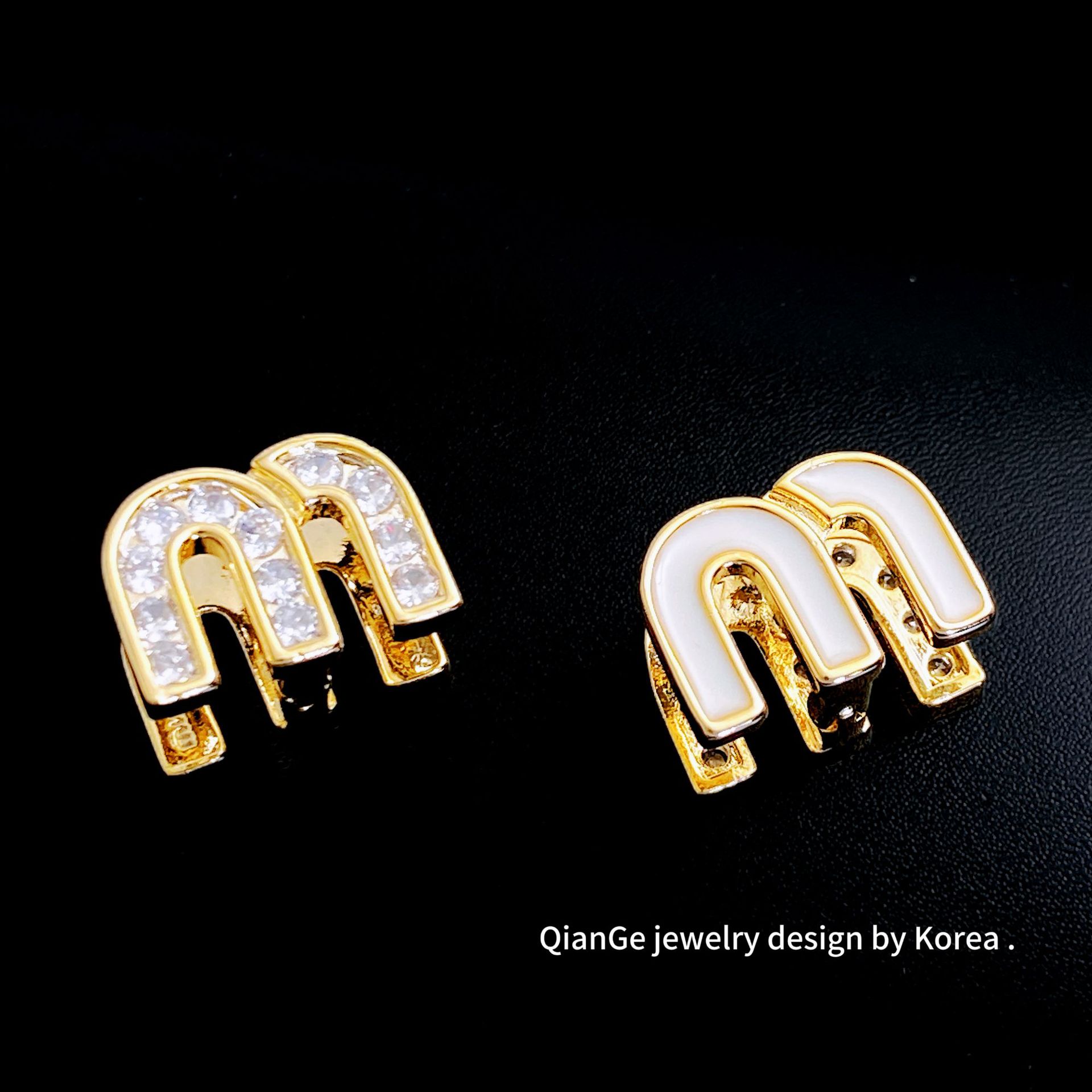 Openwork Ball Stud Earrings Square Earrings Dual Wear Asymmetrical Geometric Mosaic Zirconia Drip Glaze Studs French Luxury Womens Ear Clips