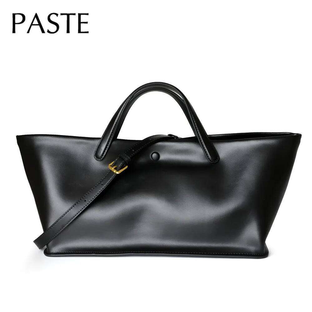 New Euro French Style Large Capacity Leisure Cowhide Basket Tote Commuter Design Handbag Minimalist Premium Women Shopping Bag