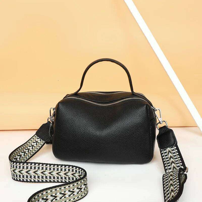 Fashion Simple Genuine Ladies Handbag Leather Girls Casual Hundred Large Capacity Comfortable Wide Shoulder Strap Crossb