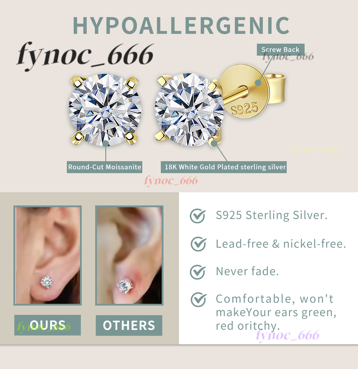 Pair of S925 Silver 0.6-6 Carat White Moissanite Four-Pronged Stud Earrings with GRA Certificate for Parties