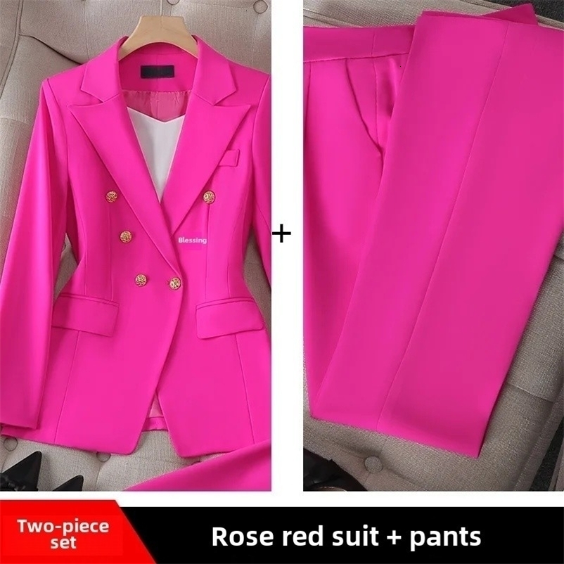 Elegant Womens Fashionable White WesternStyle Suit Zihongsuitsuit HighEnd Business Attire LongPants Set For Special Occasion 250828