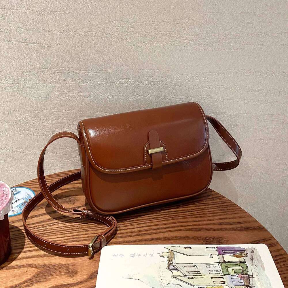First Layer Cowhide Women's Shoulder Crossbody Women Handbag Stylish Saddle Bag Design Genuine Leather Female Bag