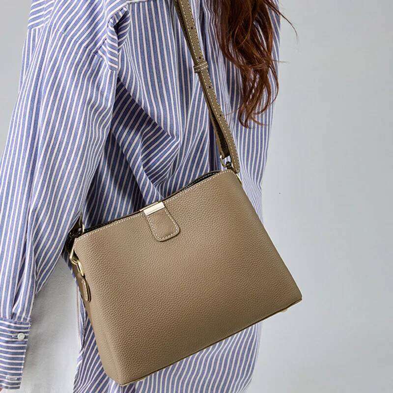 2025 Women's Genuine Leather Female New Bucket Handbag Lady Fashion Casual Shoulder Bag Crossbody Messenger For Girls