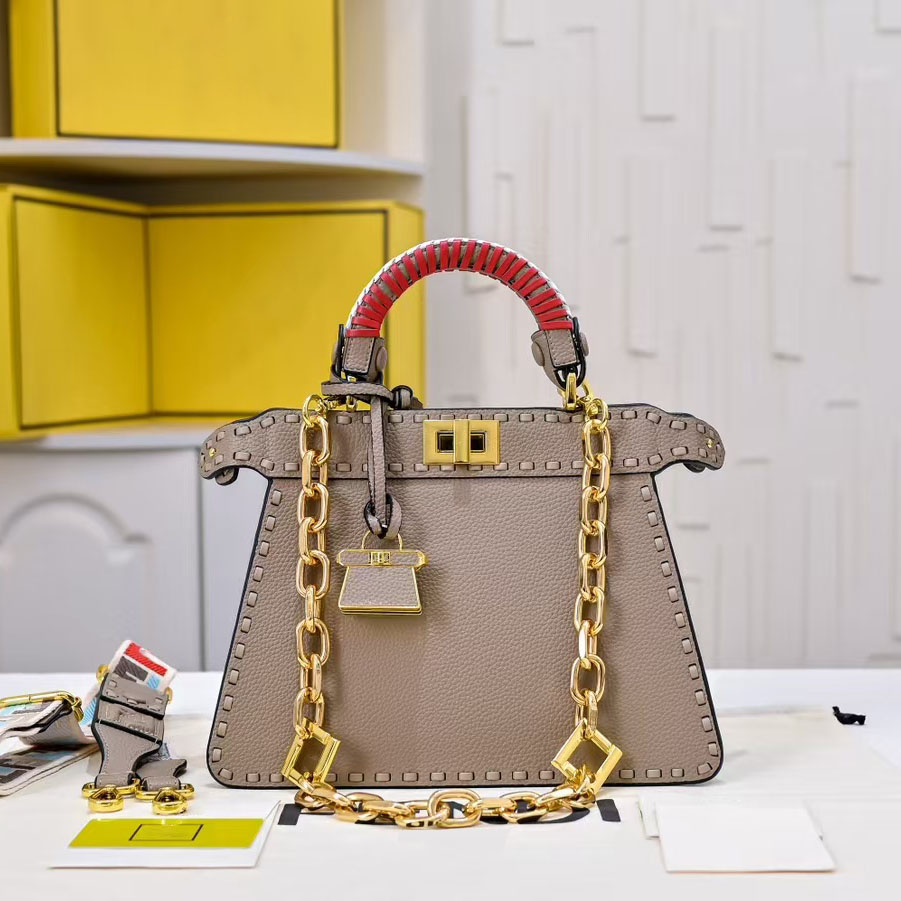 Designer high end quality tote bag with box ladies tote bag fashion shoulder bag new lychee pattern leather large capacity shopping bag casual messenger bag