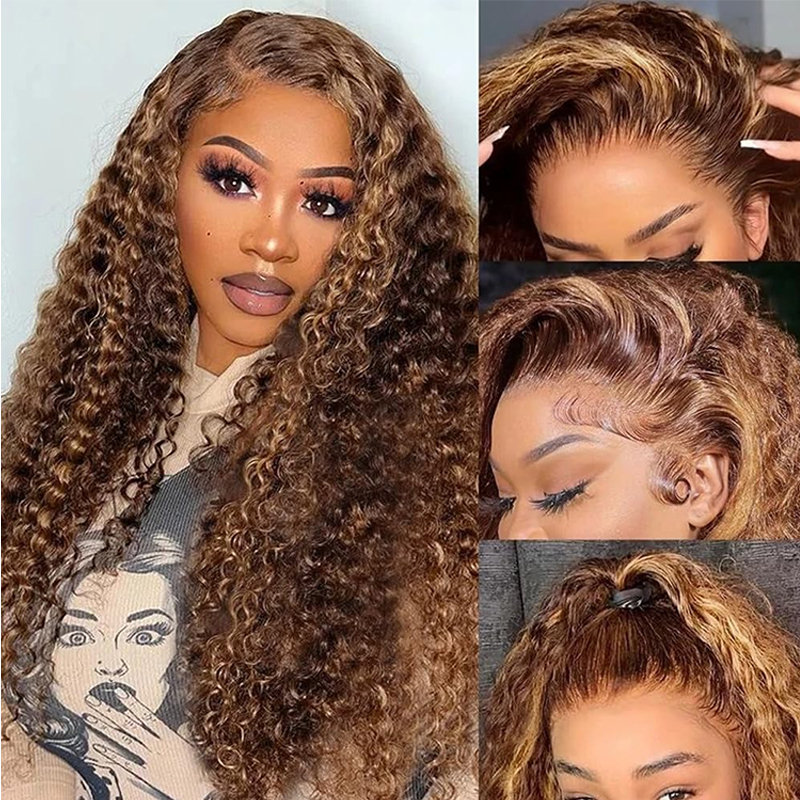 Eulisi 13*6 HD Transparent Lace Frontal Wigs for Women Glueless Pre Plucked Lace Front Wig P4 27 Water Wave Honey Blonde Wig