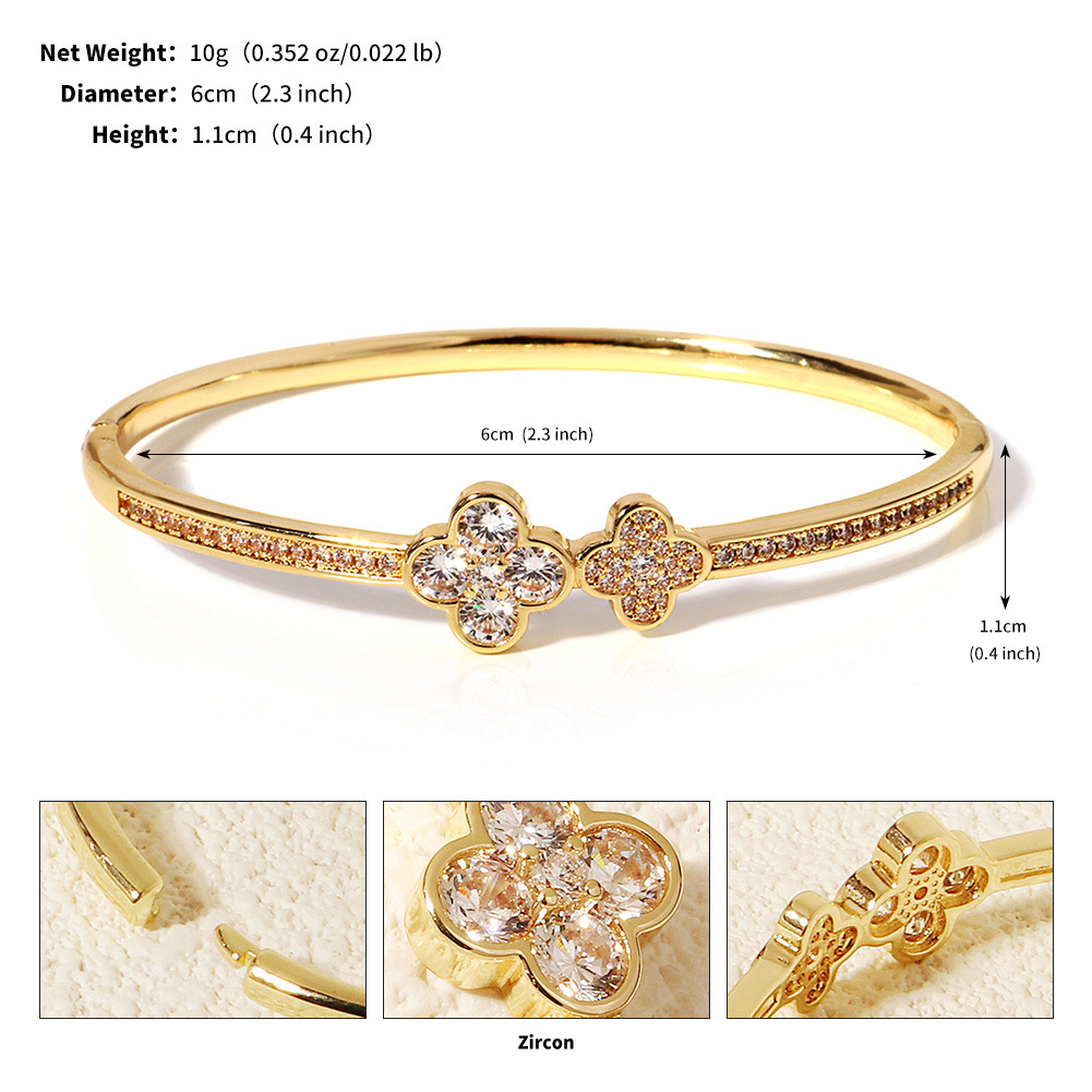 Gold crystal bracelet high quality accessories ins four-leaf clover bracelet European and American fashion all-match bracelet