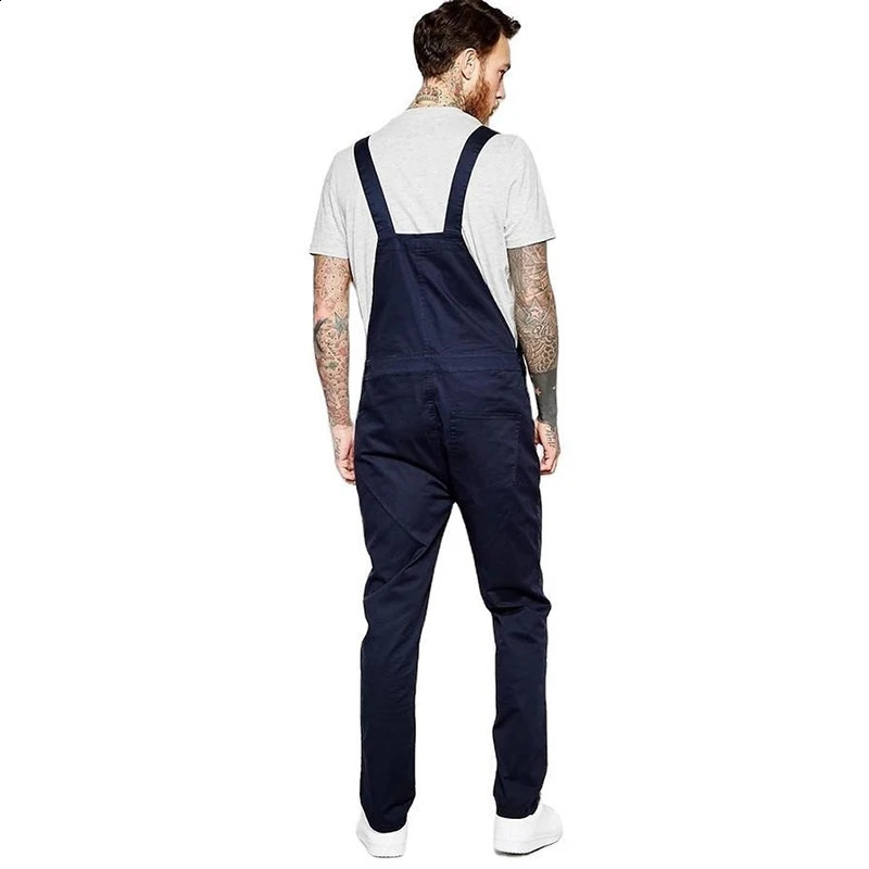 Denim White Overalls Slim Mens Trousers Europe and America Bib Men Spring Autumn Casual Solid Color Jeans 250827