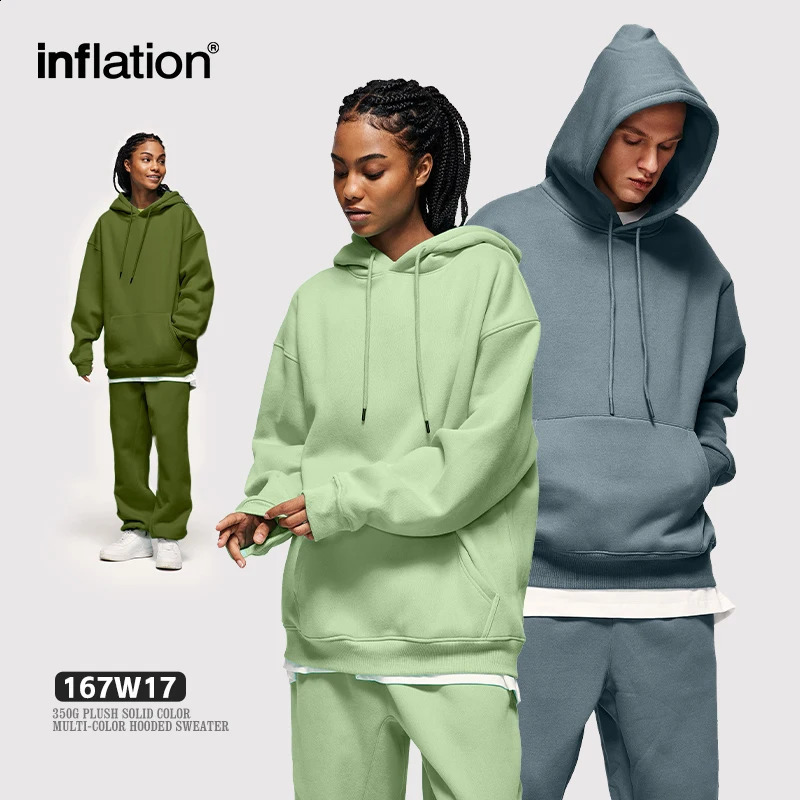 INFLATION 350G Blank Premium Hoodies Unisex Multiple Colors Fleece Hoodies for Men Velvet Warm Hoodies Couplewear 250828