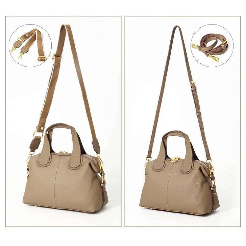 Women's Top Layer Cowhide Handbag Niche Design Large Capacity Single Shoulder Crossbody Fashionable Genuine Leather Tote Bag