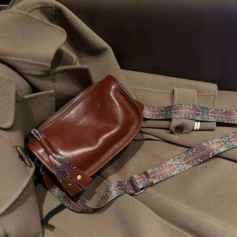 Women's Cow Genuine Leather Shoulder Bag Female Fashion Designer Handbags Ladies Soft Cowhide Retro Crossbody Bags Purse