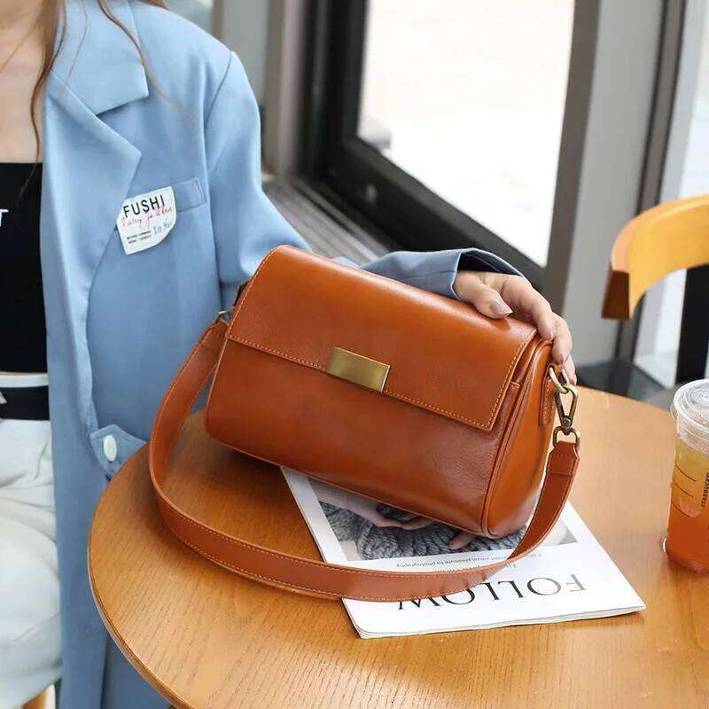 Women Versatile Cow Leather Shoulder Ladies Crossbody Bag 2023 New Plant Tanned Top Layer Cowhide Casual Messenger Handbag