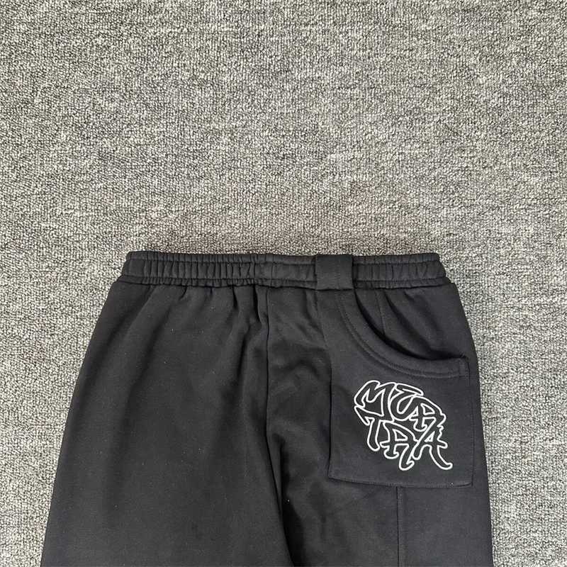 Black Mertra Jogger Drawstring Sweatpants for Men and Women Pure Cotton Oversized Embroidery Casual Pants X250828