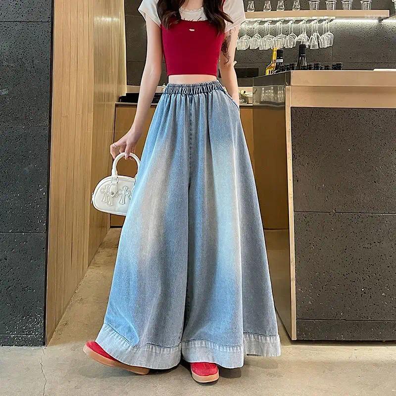 Womens Jeans Commuting Wide Leg 2025 Casual Elastic High Waisted Versatile Loose Clothing Z260313