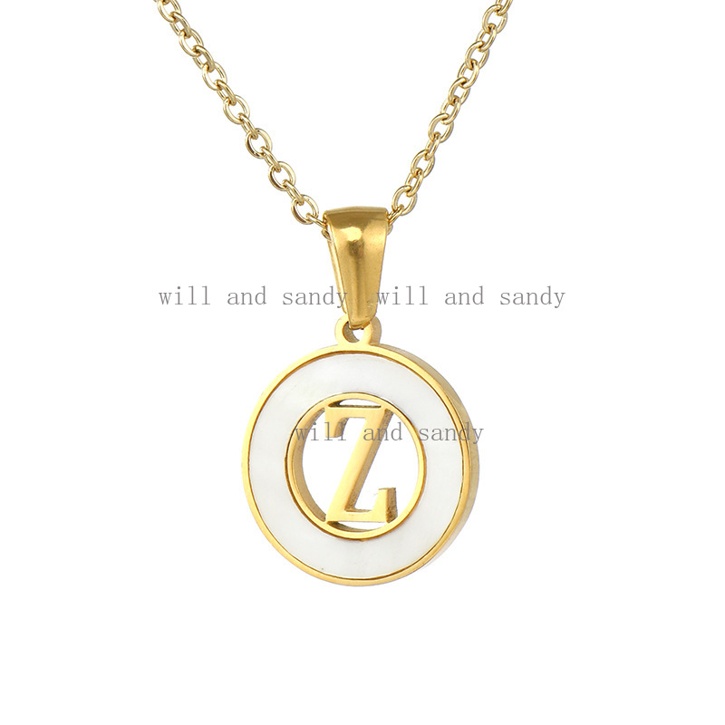 26 English Letter Necklace Tarnish Free 18k Gold Hollow Shell Alphabet Initial Name Pendant Necklaces Stainelss Steel Chain Women Girls Designer Jewel