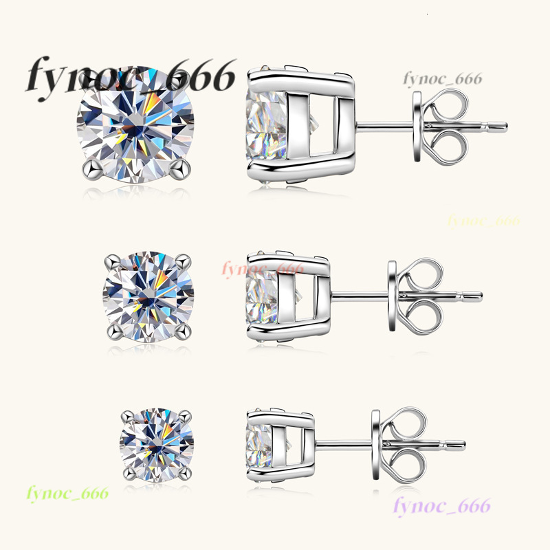 Custom Quality 925 Sterling Silver 18k Gold Certified 0.1ct 0.3ct 0.5ct 1ct 2ct 3ct Diamond Moissanite Stud Earrings for Women