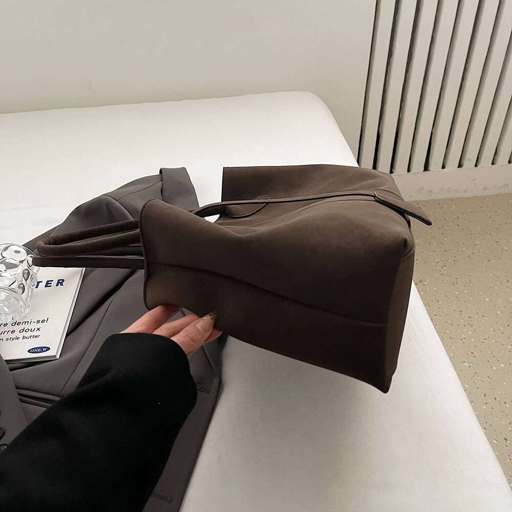 Elegant Faux Suede Handbags Women England Style Solid Casual Totes Large Capacity Designer Shoulder Lady Retro Female Bags