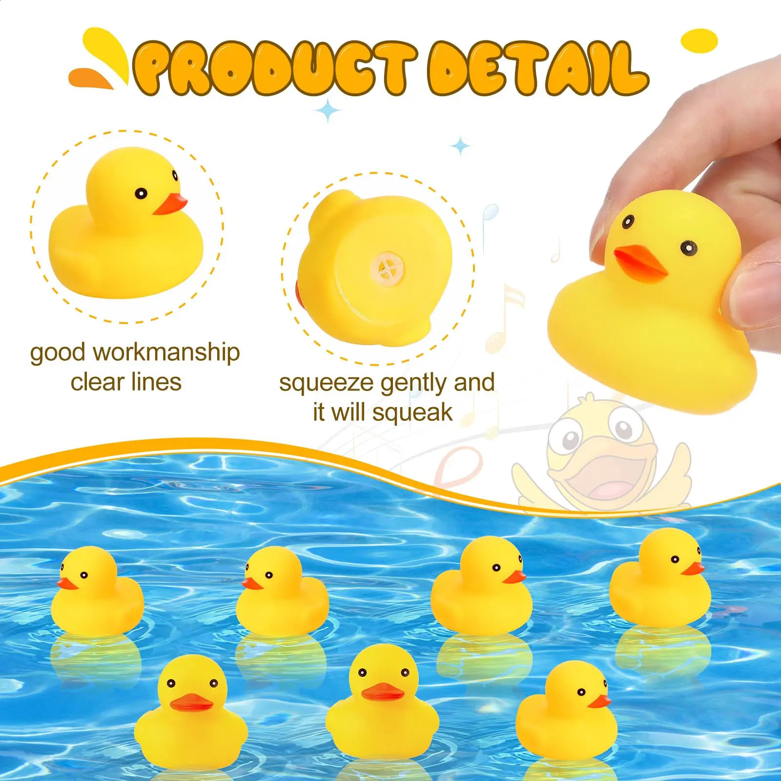 10200pcs Yellow Rubber Duck Bath Toys Mini Squeak Ducks Bulk for Tiny Baby Shower Preschool Bathtub Toy Pool Party Supplies 250827