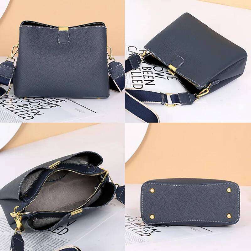 Women's Genuine Leather Handbag Bucket Style Casual Lady Fashion Shoulder Crossbody Messenger Bag For Girls 2025 Hot Sale