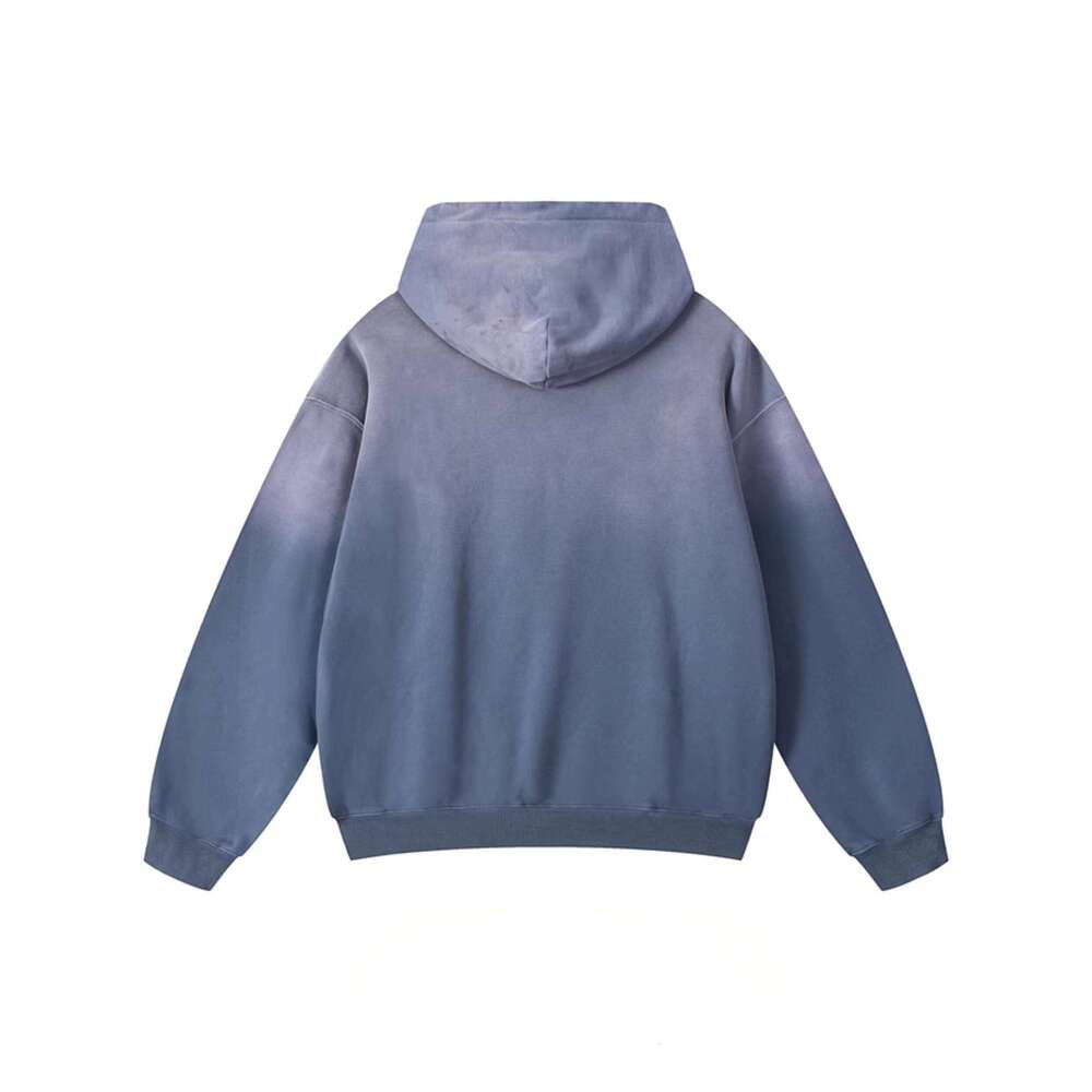 Unisex Hot Sale Men's Heavyweight Knitted Hoodie Drop Shoulder Pullover Sweatshirt with Washed Puff Print for Winter