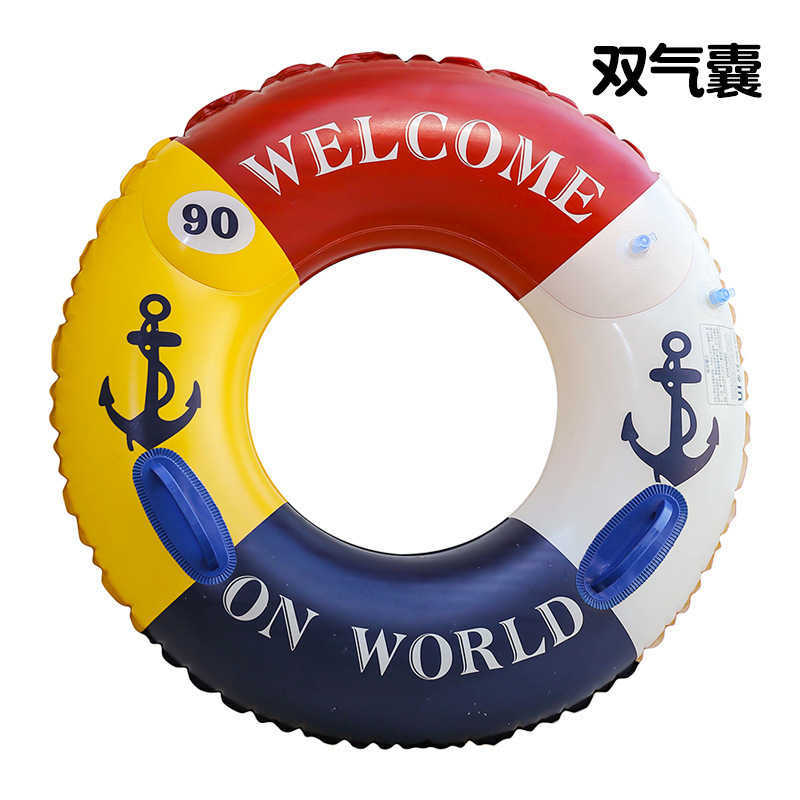 Swimming ring adult thick double airbag inflatable swimming ring for both men and women with high buoyancy floating equipment for rescue swimming ring
