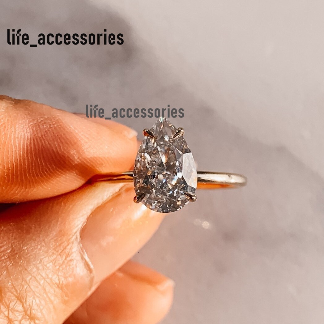 10k Solid Gold 2.5CT High Quality Pear Cut Moissanite Diamond Rose Gold Engagement Rings