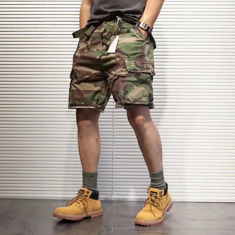 Camouflage Baggy Wide Mens Cargo Shorts Loose Short Pants for Men Camo with Pockets Casual Jorts Distressed Nylon Beautiful Y2k 250828