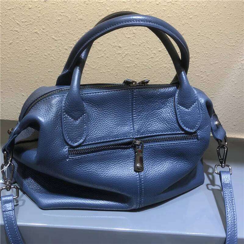 Natural Leather Bag Vintage 100% Real Cowhide Handbags Casual Top Quality Solid Shoulder Bags Large Tote For Women