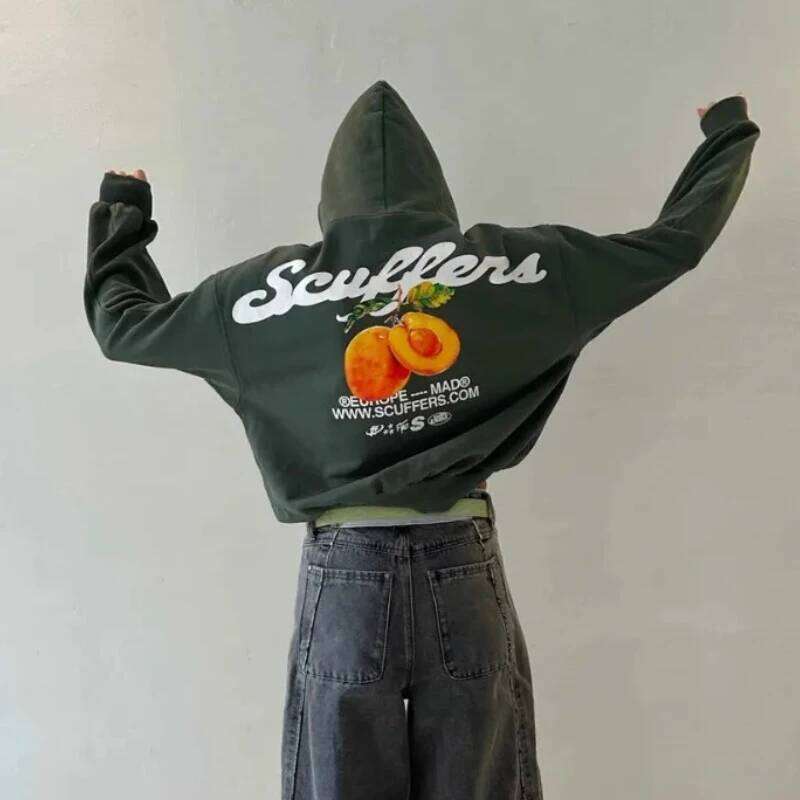 European And American Women Pullover Hoodie Jacket Y2k Fashion Retro Letter Printing Hip Hop Sweatshirt Couple Style