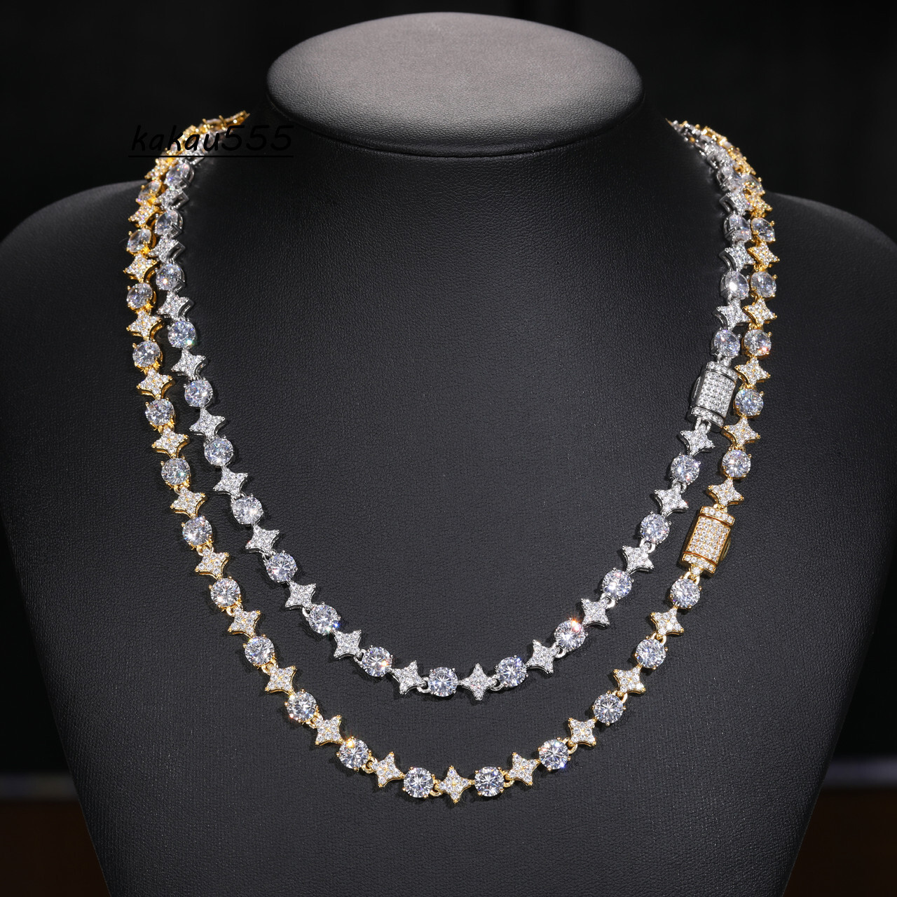 Solid Sterling Silver Hip Hop Moissanite Necklace with Circle Star Diamond Iced Style Chic and Stylish Accessory