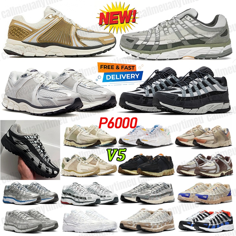 Mens trainers p6000 vomero 5 Running shoes metallic gold Mesh Anthracite Smoke Grey EVA mens trainers womens sneakers Retro Triple Black white designer shoes