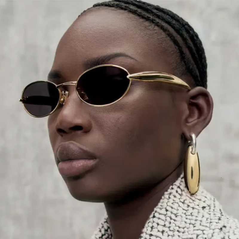 Designer Metal Frame Sunglasses for Small Faces - 2025 Runway Oval Sunnies for Women