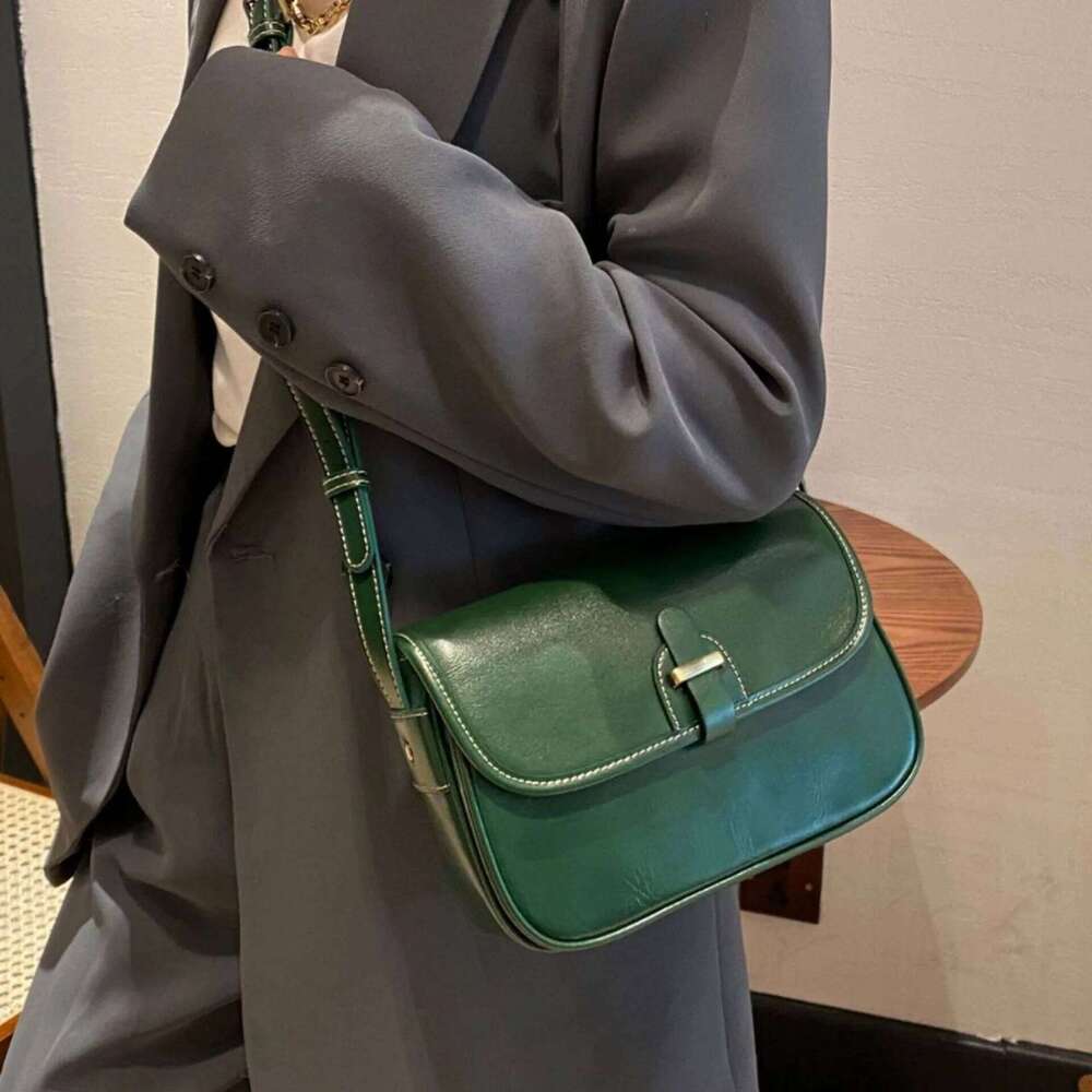First Layer Cowhide Women's Shoulder Crossbody Women Handbag Stylish Saddle Bag Design Genuine Leather Female Bag