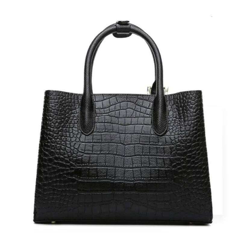 PU Leather Women's Alligator Print Handbag Stylish Zipper Two-Hand Handle Handbag - Perfect For Work And Office Use