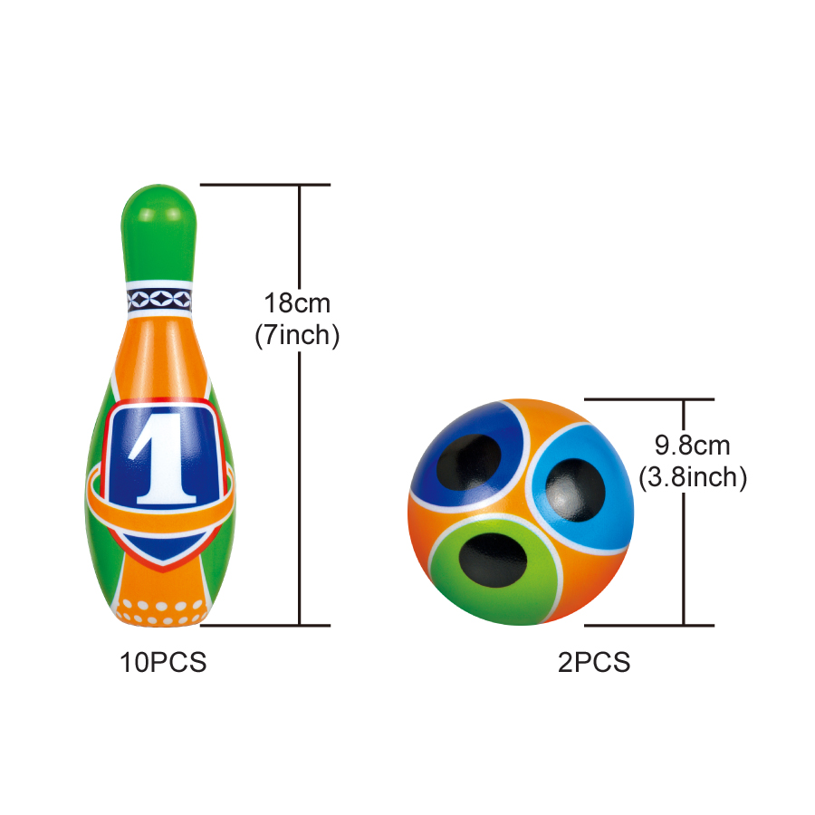 Children's Bowling Set PU Material with 10 Bowling Pins and 2 Balls for Indoor Outdoor Outside Easter Games Family Gathering