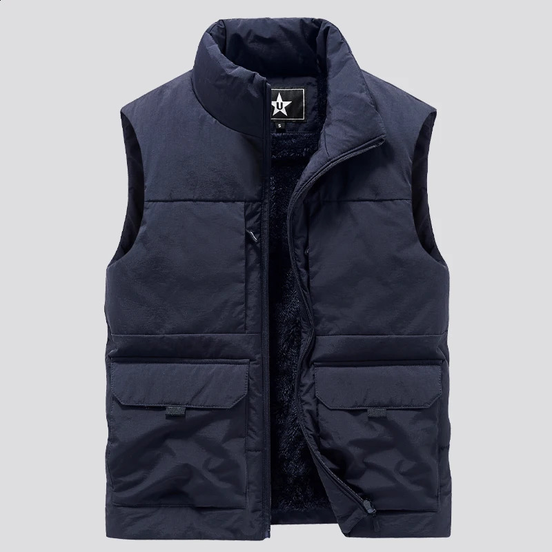 Mens MultiPocket Clothing Winter Vest Jackets Sleeveless Coat Fashion Large Size 6XL Male Warm Waistcoat Fleece Men 251023