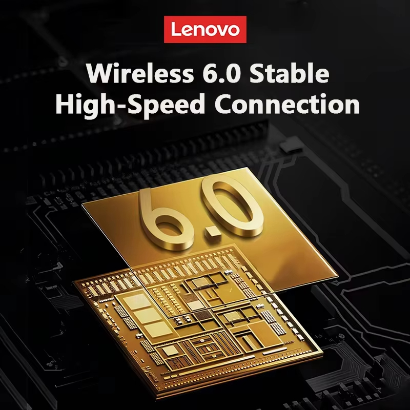 LenovoServices Sleep Invisible Wireless Mini Earphones Bluetooth 6.0 Stereo LE203 Headphones Long Endurance Noise Reduction with Mic