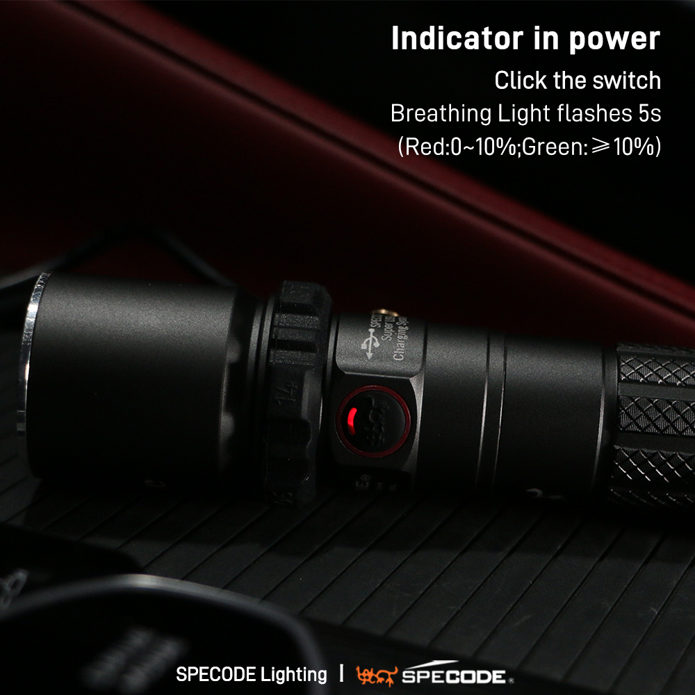 SPECODE G25c Rechargeable LED Flashlights High Lumens 8 Modes Super Bright Waterproof Cold White for Emergencies Camping Hiking Home Outdoors