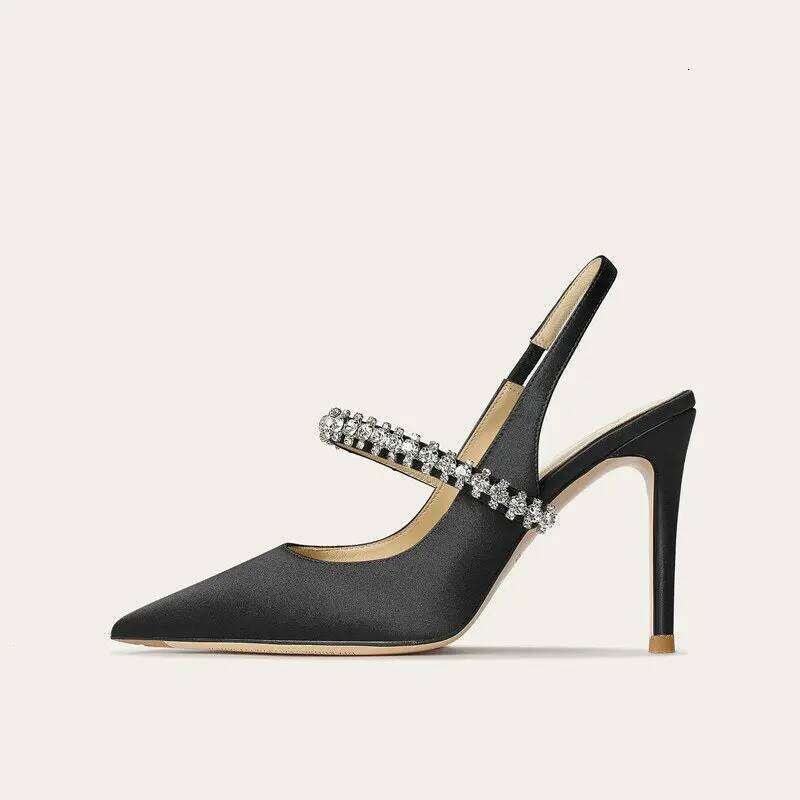 Zapatos Mujer Sandals Women Satin High Wedding Prom Shoes Summer Fashion Silk Dia Pointed Back Strap Heels