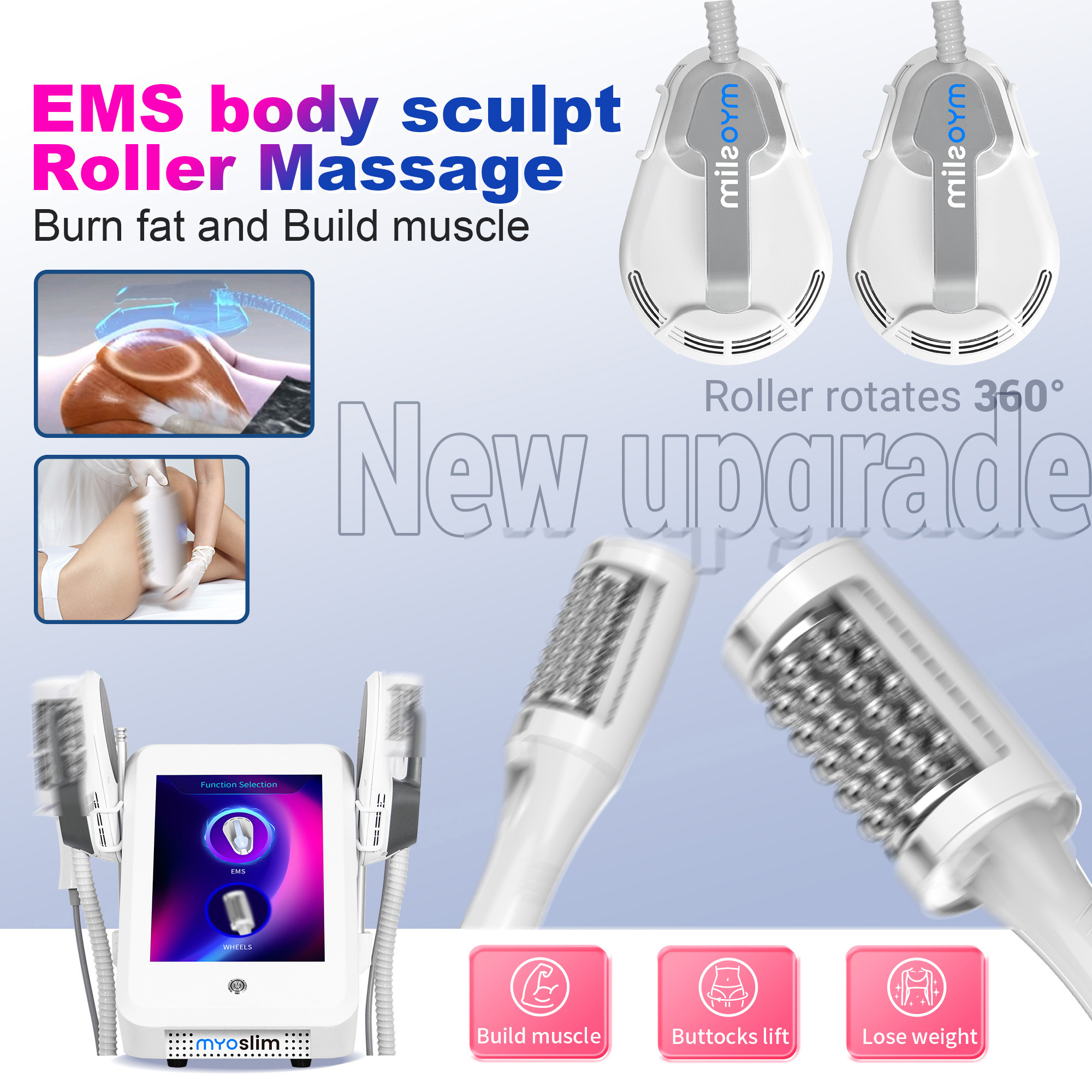 Professional 2 IN 1 200HZ EMS Roller Slimming Cellulite Reduction Inner Ball Roller 360 Degree Infrared Vacuum Roller Massage Beauty Machine