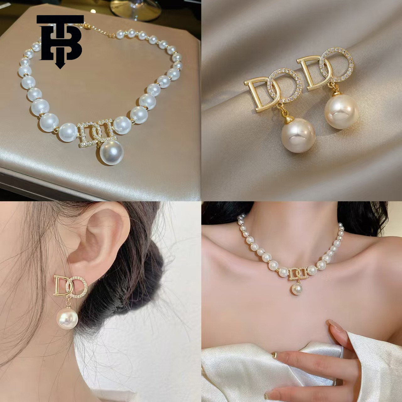 Free Shipping For New Designer Accessories New Chinese Style Pearl Necklace Set For Women High-end Luxury Clavicle Chain Niche Design Earrings Wholesa