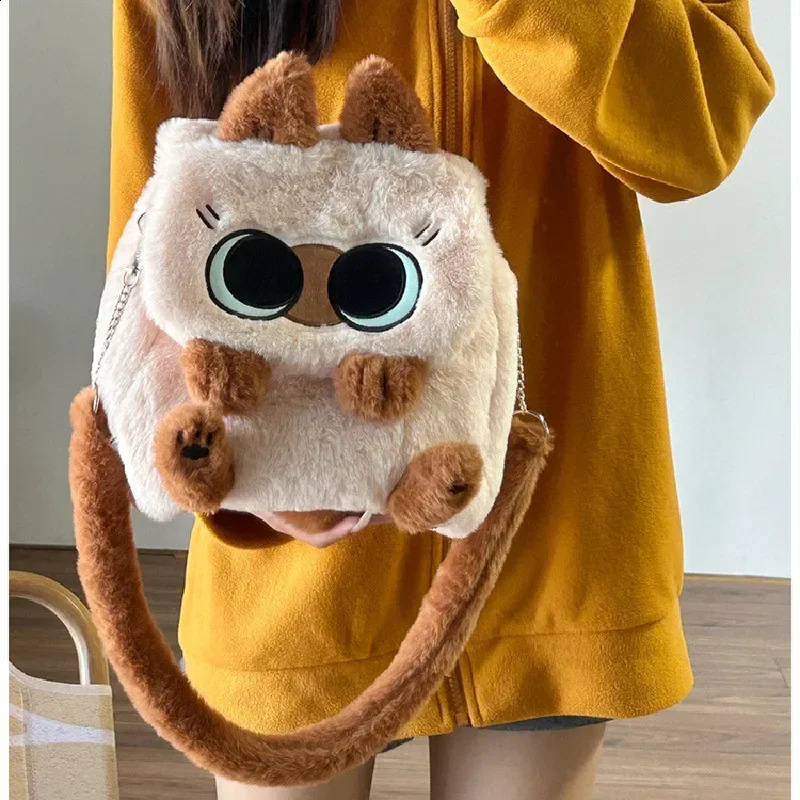 Cute cartoon cat plush backpack large capacity student backpack shoulder bag 250828