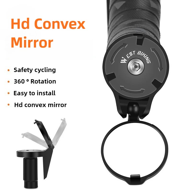 2 PCS Bike Mirror, Bikes Bar End Bicycle Riding Rearview Mirrors for Handlebars, Adjustable 360 Degree Rotatable Convex Mirror