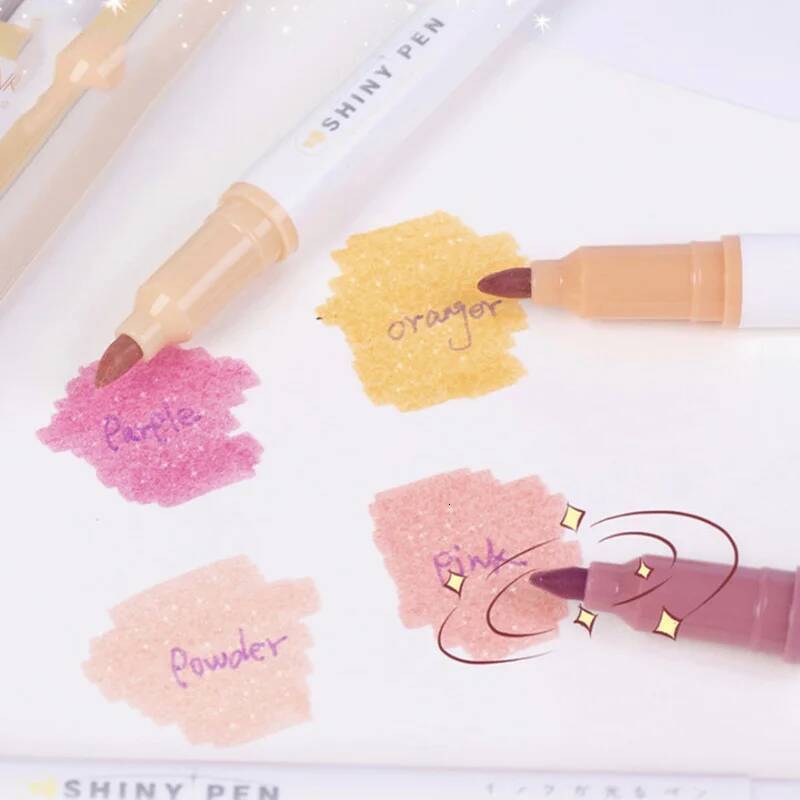 4 colours/box Shimmering Star River Series Eye Care Soft Glitter Highlighter for Students Highlighting Marker Handwriting i1