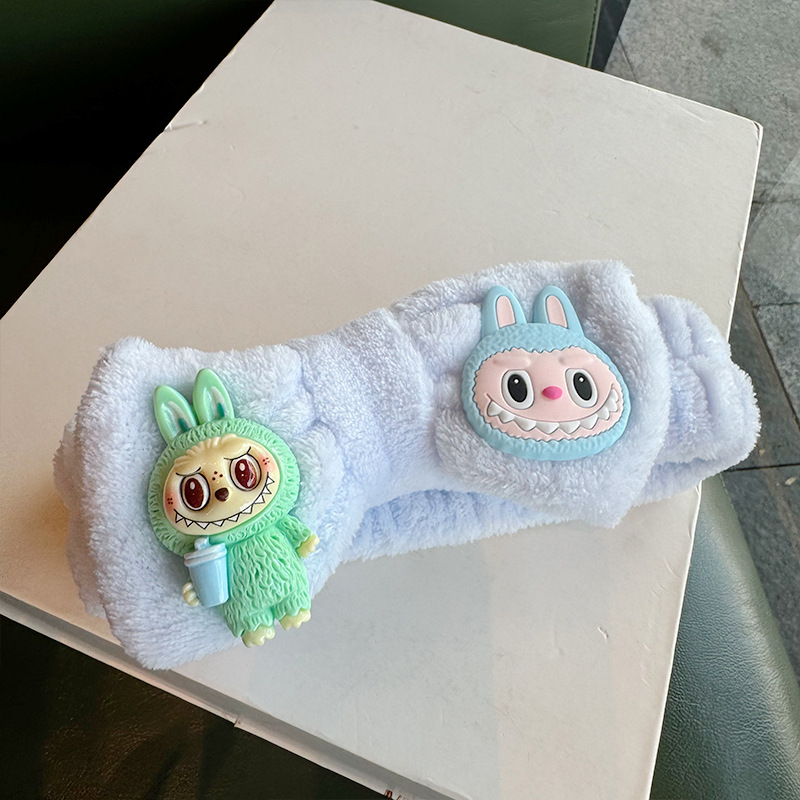 Labubu Hair Hoop Hats Hair Ties Cute Cartoon Style Rabbit Monster Design Special Hair Hoop for Makeup Face Mask Application New Style Hair Accessories